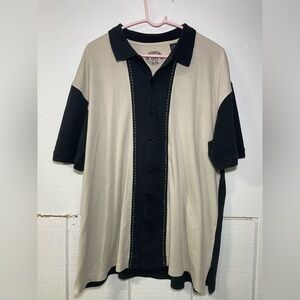 Nat Nast Luxury Men Large Silk Bowling Shirt Button Down Short Sleeve Pickstitch